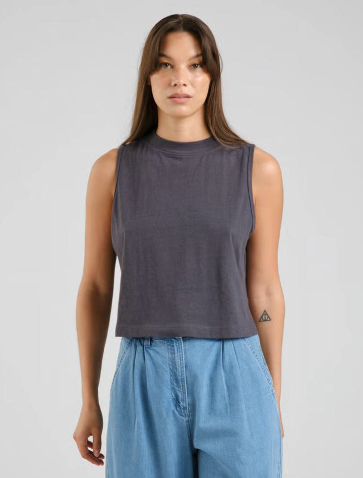 Dedicated Namsos Hemp Charcoal Top Damen grau 
